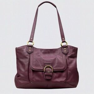 Vintage Coach Campbell belle burgundy leather shoulder bag gold hardware y2k